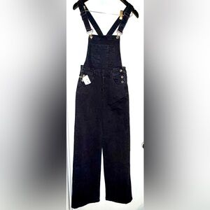 LA Girl Black Denim Straight leg Overalls NWT small